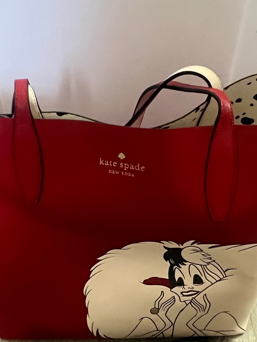 Kate Spade Disney Cruella Reversible Tote & Dalmatian Wristlet K8099